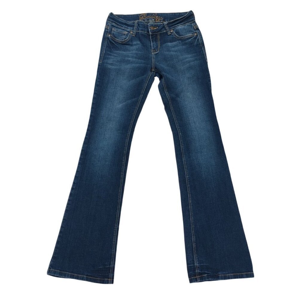 Bailey Womens Bootcut Denim Jeans Blue Stitch Detailing Mid-Rise Size 3/4R Long.